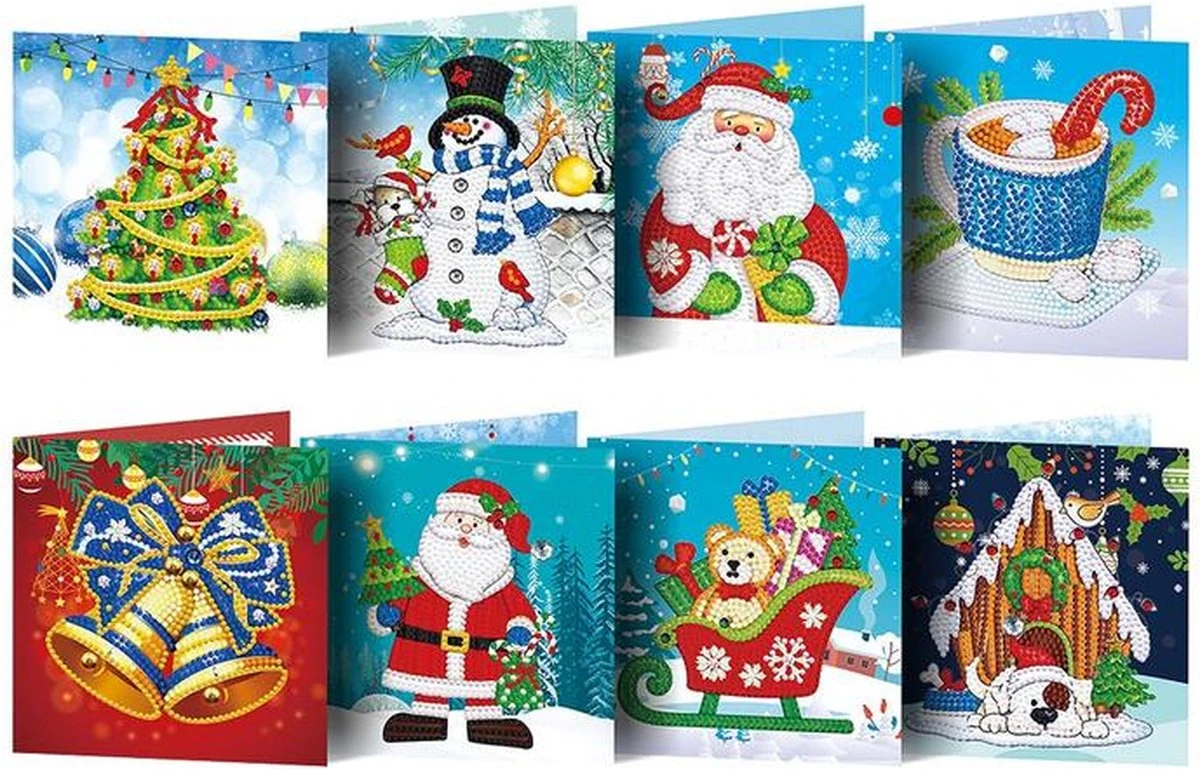 Cards & Crafts 8 Cartes De Noël Pour Peinture De Diamants - 15x15cm - Cartes De Noël Avec Enveloppes - Ensemble Complet De Peinture Au Diamond 3 Cards & Crafts 8 Cartes De Noël Pour Peinture De Diamants - 15x15cm - Cartes De Noël Avec Enveloppes - Ensemble Complet De Peinture Au Diamond