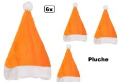 6x Chapeau De Noël En Peluche Orange - Fête à Thème Coupe Du Monde De Football Amusement De Noël Orange Holland Nederland