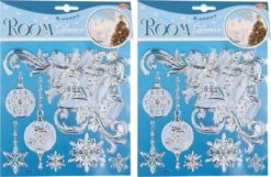 2x Morceaux D'autocollants De Fenêtre De Noël Images De Flocons De Neige 18 X 24 Cm - Décoration De Fenêtre De Décoration De Fenêtre - Autocollants De Noël Kinder