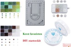 Kit De Démarrage De Perles De DIY | Favoris De Noël | DIY De Noël | Planche De Perles | Des Billes De Verre | Adultes Et Enfants | Rocailles | Perles Blanches, Vertes Et Noires | Fais Le Toi-même | Fil De Bijoux | Cadeau Sinterklaas