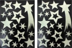 2x Feuilles De Noël Brillent Dans Le Ciel étoilé Sombre 40 Cm - Décoration De Fenêtre / Autocollants De Décoration De Fenêtre Décorations De Noël