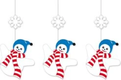 3x Pcs Fête/décoration Décoration Plafond Pendentif Bonhomme De Neige Thème Hiver - Après Ski Ou Noël - 50 X 30 Cm