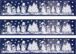3x Morceaux D'autocollants De Fenêtre De Noël Paysage De Neige 58,5 Cm - Décorations De Fenêtre / Autocollants De Décoration De Fenêtre Décorations De Noël