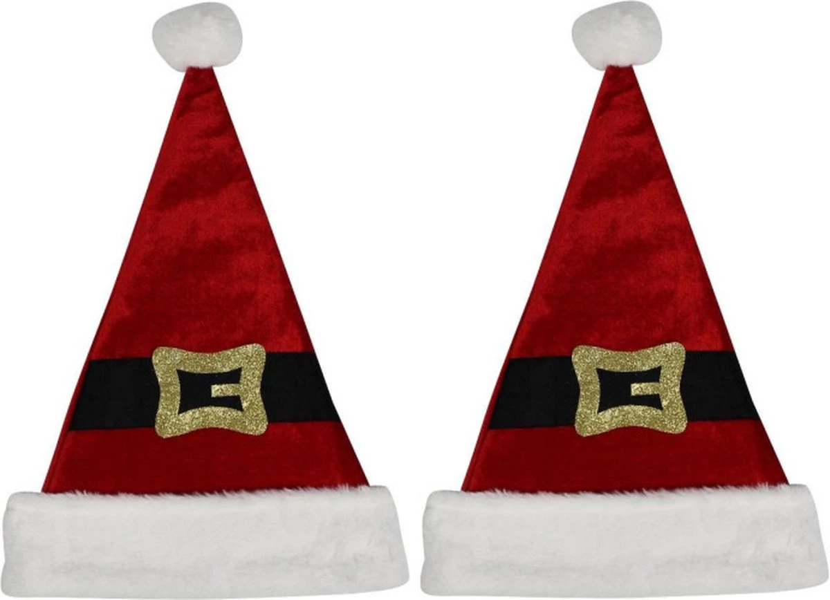 2 X Chapeaux De Père Noël Rouges Avec Ceinture De Père Noël Pour Adultes - Accessoires D'habillage De Noël - Articles De Noël 3 2 X Chapeaux De Père Noël Rouges Avec Ceinture De Père Noël Pour Adultes - Accessoires D'habillage De Noël - Articles De Noël