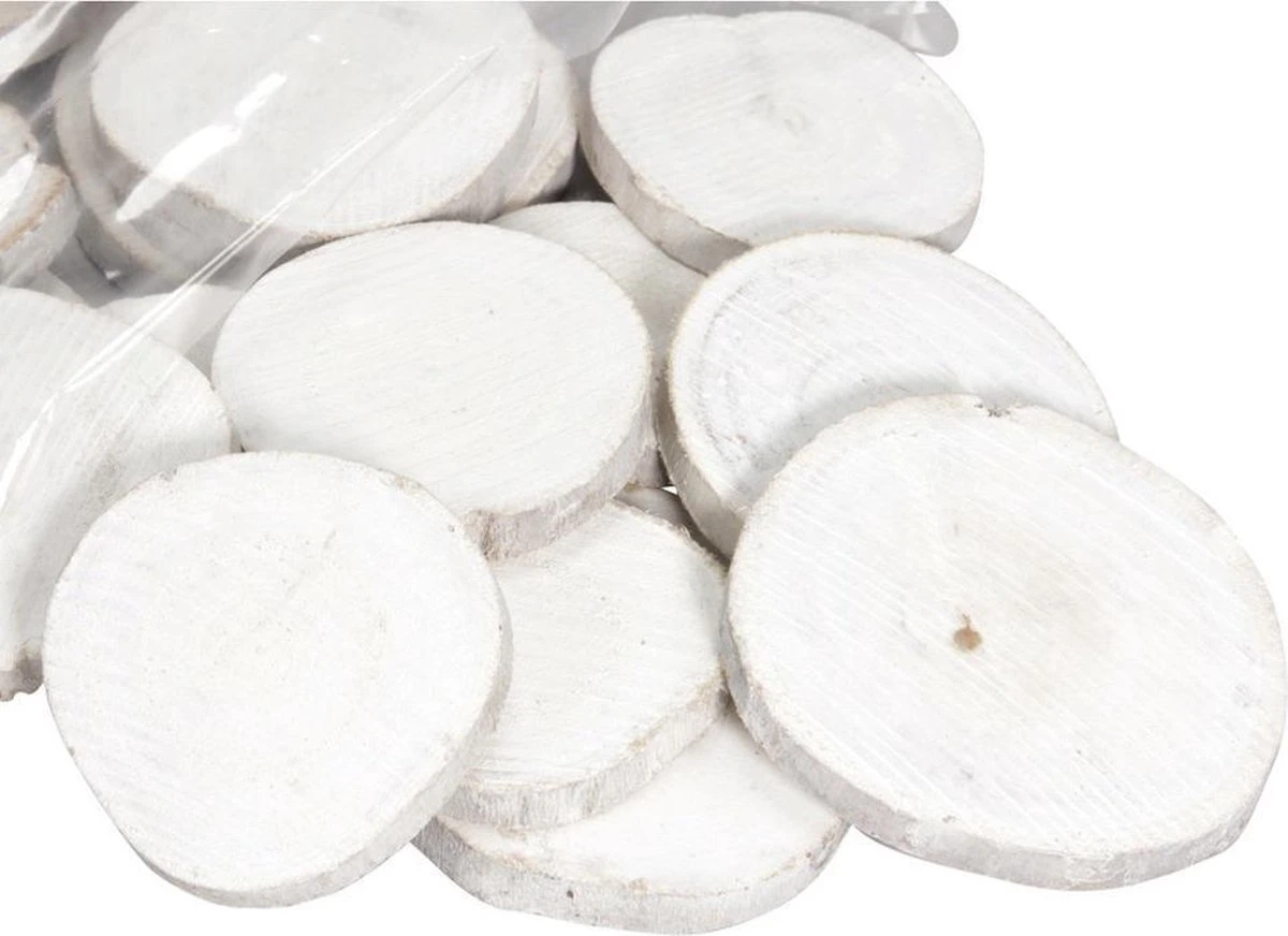 40x Morceaux De Disques D'arbre/tranches D'arbre De Décoration En Bois Blanc (lavis Blanc) 5-7 Cm - Disques D'écorce D'arbre Hobby - Décorations De Noël 4 40x Morceaux De Disques D'arbre/tranches D'arbre De Décoration En Bois Blanc (lavis Blanc) 5-7 Cm - Disques D'écorce D'arbre Hobby - Décorations De Noël – Image 2