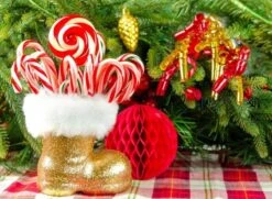 Paquet De Peinture De Diamants - Série De Noël - Chaussure Avec Sucettes De Noël - 50x40 Cm - Set Complet - Couverture Complète - Pierres Rondes - Dielay