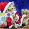 Diamant Peinture Chat De Noël Par Cheminée 30x40cm. (Couverture Complète - Pierres Carrées) Peinture Au Diamant, Outils Compris -DUNI Magasin 1200x898