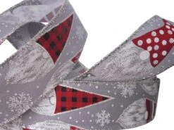 Ruban De Noël Avec Fil De Fer | Ruban Aspect Toile De Look | Ceinture Tissage Luxe 38mm (3,8cm) | Gnome De Noël | Grijs Wit Rouge Argent Glitter | Ruban De Décoration | Ruban Cadeau | Longueur: 3 Mètres -DUNI Magasin 1200x900 11