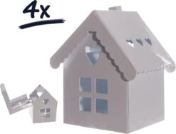 4 Pièces Mini Maisons Métal Blanc Pendaison De Crémaillère Noël Table Déportation Cadeau Cadeau Boîte à Bonbons Cadeau