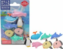 IWAKO MARINE ANIMALS Fabriqué Au Japon Ensemble De Gommes De Puzzle écologiques, Cadeau De Noël Parfait