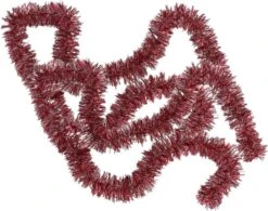 2 X Guirlandes De Sapin De Noël/guirlandes De Lametta De 180 X 7 Cm De Couleur Rouge Avec Neige