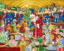 Paquet De Peinture De Diamants - Série De Noël - Père Noël Et Enfants - 50x40 Cm - Set Complet - Couverture Complète - Pierres Rondes - Dielay
