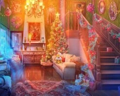 Paquet De Peinture De Diamants - Série Noël - Salon Avec Cadeaux - 50x40 Cm - Set Complet - Couverture Complète - Pierres Rondes - Dielay