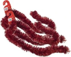 2 X Guirlandes De Sapin De Noël/guirlandes De Lametta De 180 X 7 Cm De Couleur Rouge Pailleté