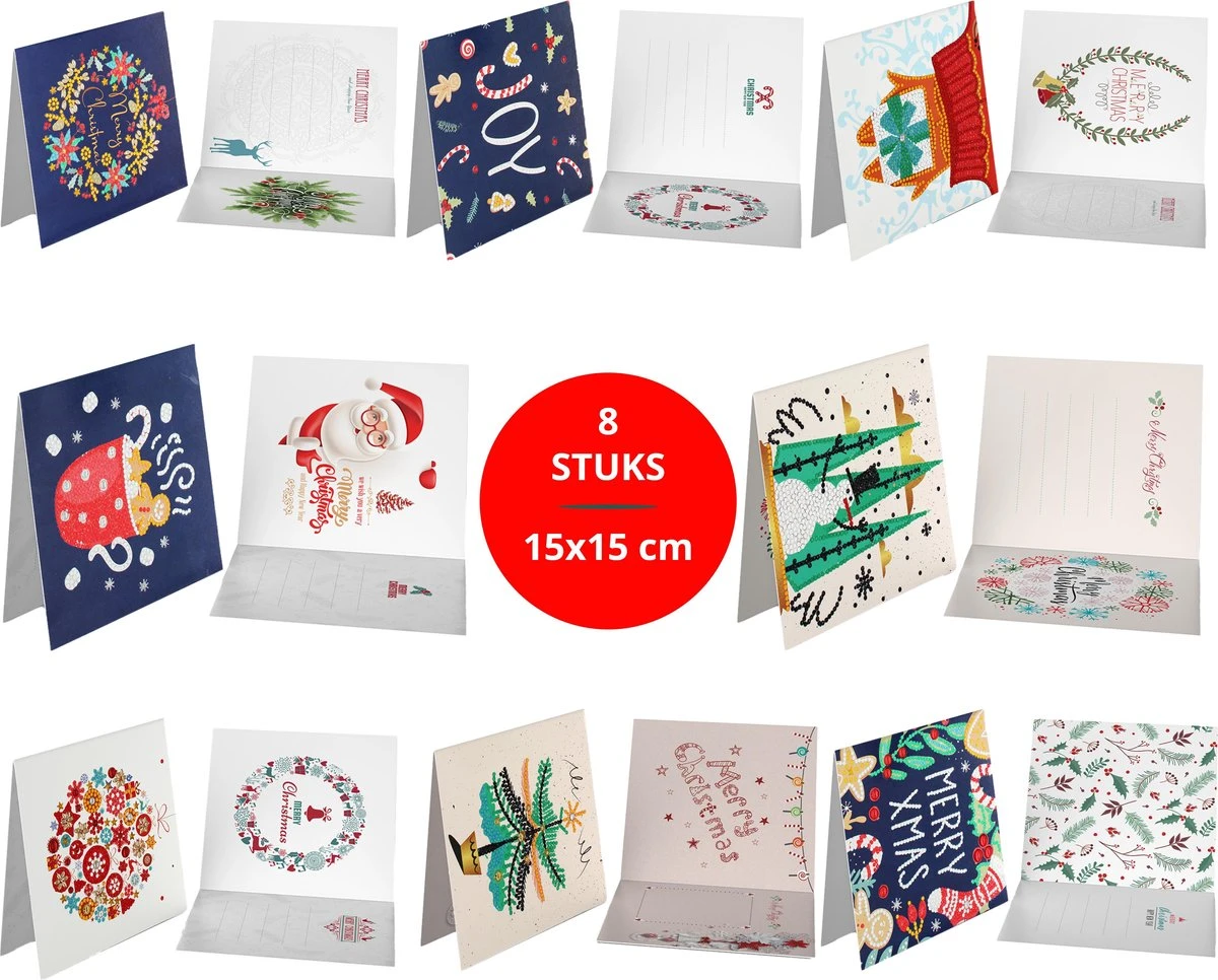 8 Cartes Peinture De Diamants – Cartes De Noël – Cartes De Cartes De Vœux – Set De Cartes – 15x15cm – Avec Enveloppes 3 8 Cartes Peinture De Diamants – Cartes De Noël – Cartes De Cartes De Vœux – Set De Cartes – 15x15cm – Avec Enveloppes