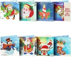 Cartes De Noël Peinture De Diamants 15x15 - 8 Pièces - Dont 8 Enveloppes Blanches - Ensemble Complet