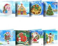 Peinture De Diamants 3 D Cards - Jeu De Cartes De Noël 8 Pièces - Hobby Kit - Enveloppes