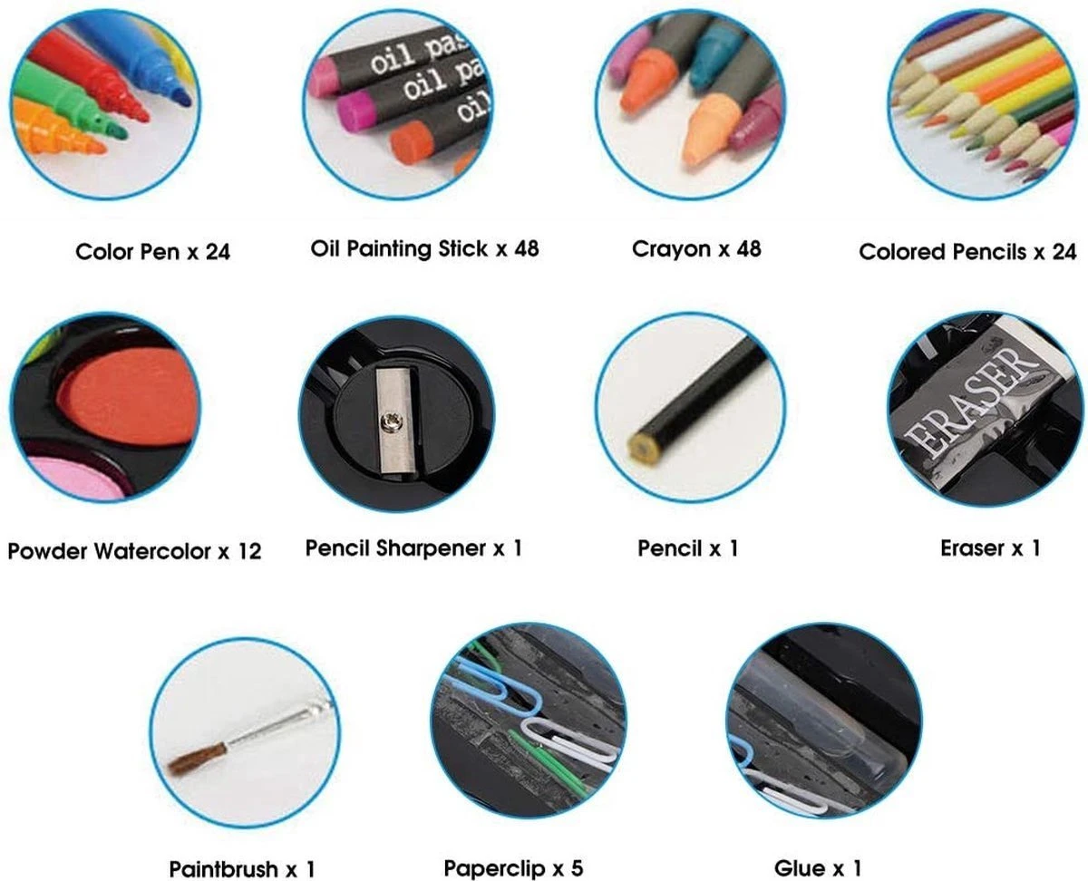 Valise De Dessin Pour Enfants - 168 Pièces - Ensemble De Dessin - Crayons De Couleur - Aquarelle - Craie - Sinterklaas - Noël - Cadeau Pour Enfants 6 Valise De Dessin Pour Enfants - 168 Pièces - Ensemble De Dessin - Crayons De Couleur - Aquarelle - Craie - Sinterklaas - Noël - Cadeau Pour Enfants – Image 4