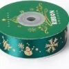 Ruban De Noël En Satin, Vert Avec Imprimé Doré, 25 Mm De Large. Rouleau De 25 Verges = 22,86 Verges. 1 Ruban De Noël En Satin, Vert Avec Imprimé Doré, 25 Mm De Large. Rouleau De 25 Verges = 22,86 Verges. -DUNI Magasin 1200x992