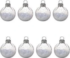 Carte De Visite Boules En Verre De Noël - Cartes De Visite Pour La Table De Noël - 2 X 4 Pièces - Décorations De Noël - Blanc