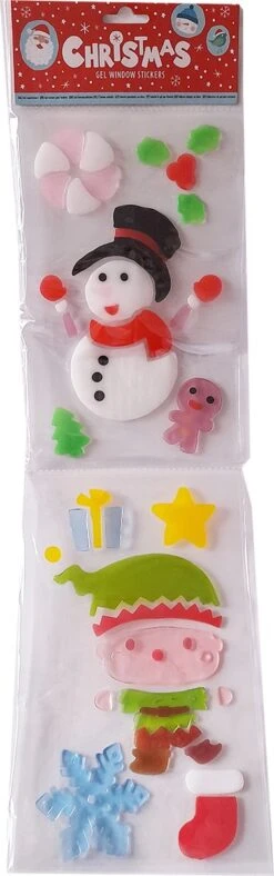Autocollants De Fenêtre En Gel De Noël - Bonhomme De Neige Et Elf - Décoration / Décoration De Noël - Cadeaux De Chaussures Sinterklaas