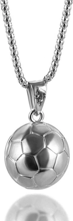 Collier Homme Avec Pendentif Voetbal Argent - Championnat D'Europe - Coupe Du Monde - Collier Homme - Collier Homme - Collier Homme - Collier Homme - Cadeau Vaderdag - Noël - Vaderdag - Sinterklaas