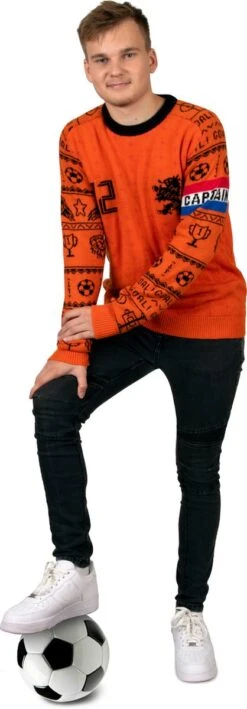 PartyXplosion - Costume 100% NL & Oranje - Pull De Voetbal De Noël Douzième - Homme - Orange - Medium - Vêtement Déguisements - Déguisements