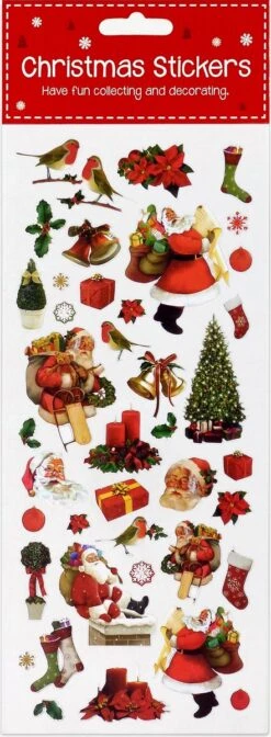 Feuilles D'autocollants De Noël Pour Cartes – 1 Feuille D'autocollants – Père Noël – Sapins De Noël – Cadeaux – 25 Autocollants De Noël