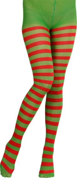 WIDMANN Costume De Noël Et Du Nouvel An | Collants De Noël, Rayé Rouge / Vert | Taille Unique | Noël | Déguisements