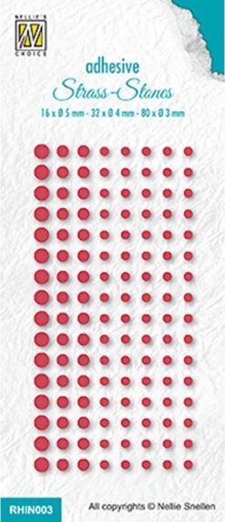 RHIN003 - Strass Nellie Snellen - Set 3 Noël Rouge Col. 206 - Strass Auto-adhésifs Rouge De Noël - 3,4,5 Mm - 128 Pcs