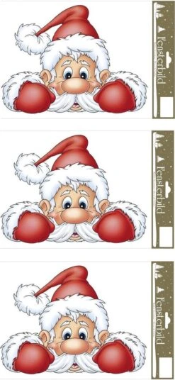 4x Morceaux D'autocollants De Fenêtre De Noël Père Noël 21 X 32 Cm - Décorations De Fenêtre / Autocollants De Décoration De Fenêtre Décorations De Noël