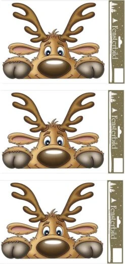 3x Morceaux D'autocollants De Fenêtre De Noël Renne 21 X 32 Cm - Décoration De Fenêtre / Autocollants De Décoration De Fenêtre Décorations De Noël