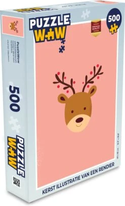 Puzzle Renne - Noël - Rose - Noël - Jigsaw Puzzle - Puzzle 500 Pièces - Noël - Cadeau - Cadeau De Noël Pour Hommes, Femmes Et Enfants - Sinterklaas Cadeaux - Sinterklaas Pour Les Grands Enfants