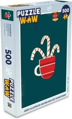 Puzzle Décorations De Noël - Canne En Bonbon - Noël - Mug - Jigsaw Puzzle - Puzzle 500 Pièces - Noël - Cadeau - Cadeau De Noël Pour Hommes, Femmes Et Enfants - Sinterklaas Cadeaux - Sinterklaas Pour Les Grands Enfants