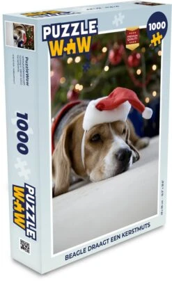 Puzzle Beagle Coiffé D'un Bonnet De Noel - Puzzle - Puzzle 1000 Pièces Adultes - Noël - Cadeau - Cadeau De Noël Pour Hommes, Femmes Et Enfants - Sinterklaas Présente - Sinterklaas Pour Les Grands Enfants