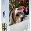 Puzzle Beagle Coiffé D'un Bonnet De Noel - Puzzle - Puzzle 500 Pièces - Noël - Cadeau - Cadeau De Noël Pour Hommes, Femmes Et Enfants - Sinterklaas Présente - Sinterklaas Pour Les Grands Enfants