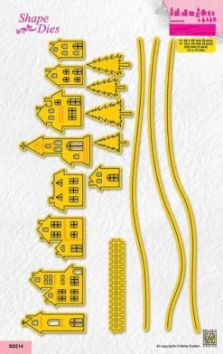 SD214 Matrice De Découpe Maisons Nellie Snellen - Matrice De Forme Village Village De Noël - Matrice De Découpe Et De Gaufrage Maison église De Village Maisons