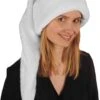 Set De 2 Pièces Luxe Long Chapeau De Noël Blanc/argent En Peluche Pour Adultes 75 Cm - Accessoires De Noël/Accessoires De Déguisement De Noël -DUNI Magasin 793x1200
