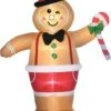 Bonhomme En Pain D'épice Gonflable Avec Lampe LED- Décoration De Noël - Décorations De Noël - Noël - Éclairage De Noël à L'extérieur - Éclairage De Noël - 175 X 82 X 238 Cm