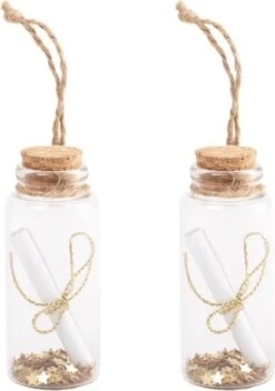 10x Pcs Décoration Pendentifs Bouteilles Avec Parchemin Bouteille Courrier 7,4 X 3 Cm - Décoration De Mariage/Décorations De Noël