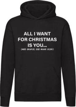 SOL'S Sweat à Capuche Tout Ce Que Je Veux Pour Noël | Noël | Bière | Je Rigole | Jours Fériés | Noël | Pull De Noël | Unisexe | Pull | Sweat | Capuche | Noir