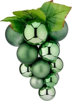 1x Décoration Grappe De Raisin Verte En Plastique 33 Cm - Faux Fruits/faux Fruits Pour Décorations Sur Le Thème Du Vin Ou Décorations De Noël