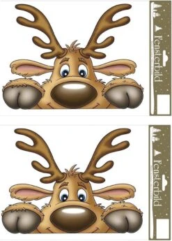 2x Morceaux D'autocollants De Fenêtre De Noël Renne 21 X 32 Cm - Décoration De Fenêtre / Autocollants De Décoration De Fenêtre Décorations De Noël