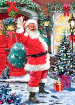 Peinture Diamond Noël Joyeux Père Noël Dans La Neige Peinture Unique 40 X 50 Cm Pleine Impression Pierres Rondes Immédiatement Disponible Noël - Noël - Père Noël - Confort - Décembre - Arbre De Noël