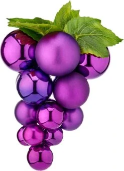 1x Décoration Grappe De Raisin Violette En Plastique 33 Cm - Faux Fruits/faux Fruits Pour Décorations Sur Le Thème Du Vin Ou Décorations De Noël