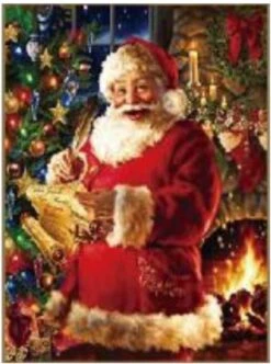 Peinture De Diamants 38x45cm - Noël / Père Noël - Ronde - Hobby De Peinture Au Diamant - Ensemble Complet De Peinture De Diamants