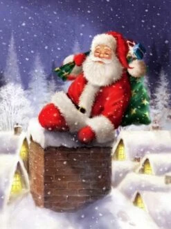 Diamont Peinture Adultes | Paquet Complet | 30 X 40 | Pierres Carrées|Peinture Diamant '' Père Noël Dans La Cheminée ''