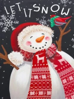 Pack Peinture De Diamants - Série Noël - Bonhomme De Neige Let It Snow - 40x30 Cm - Set Complet - Couverture Complète - Pierres Rondes