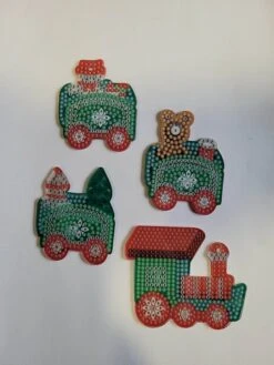 Porte-clés Diamond Painting Train De Noël - Parade De Noël (4 Pièces) à Coller Des 2 Côtés