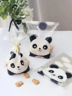 Sacs à Friandises - Sacs De Fête - Sacs D'anniversaire - Sacs De Fête - Sacs De Bonbons - Panda Bear - Cellophane - 15 Cm | Panda | Naissance - Anniversaire - Mariage - Fête - Baby Shower | Traiter - Présent - Présent | Noël - Noël | Kids – Enfants